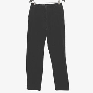 LL Bean Curvy Fit Corduroy Pants Black Elastic Waist Cotton Blend‎ Sz 8 Tall